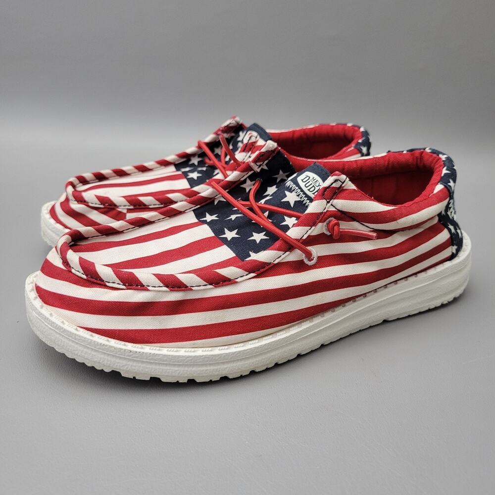 Boys Youth Size 6 Hey Dude Wally American Flag Patriotic Shoes